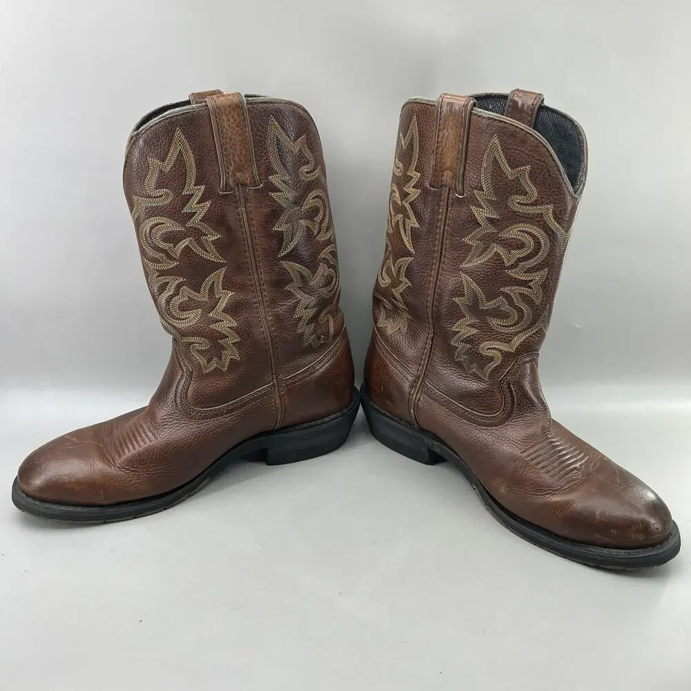 Dan Post Work Welt Western Boots Men Size 9 EW Brown Leather Cowboy Pull On Shoe